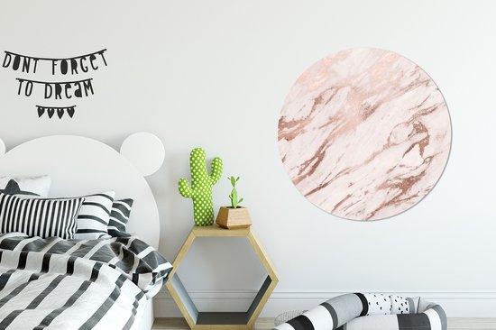 Cercle mural - Plastique - Marbre - Wit - Rose - ⌀ 90 cm