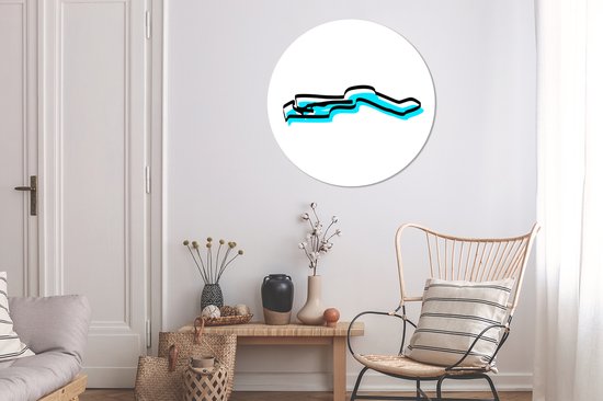 Illustration bleue de la Gambie avec contour noir Assiette en plastique cercle mural ⌀ 90 cm - impression photo sur cercle mural / cercle vivant (décoration murale)