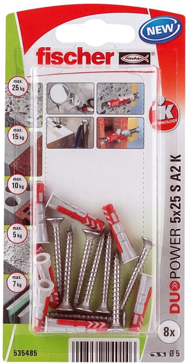 Fischer 535485 Universeelplug met schroef verzinkt - 3.5 x 30mm