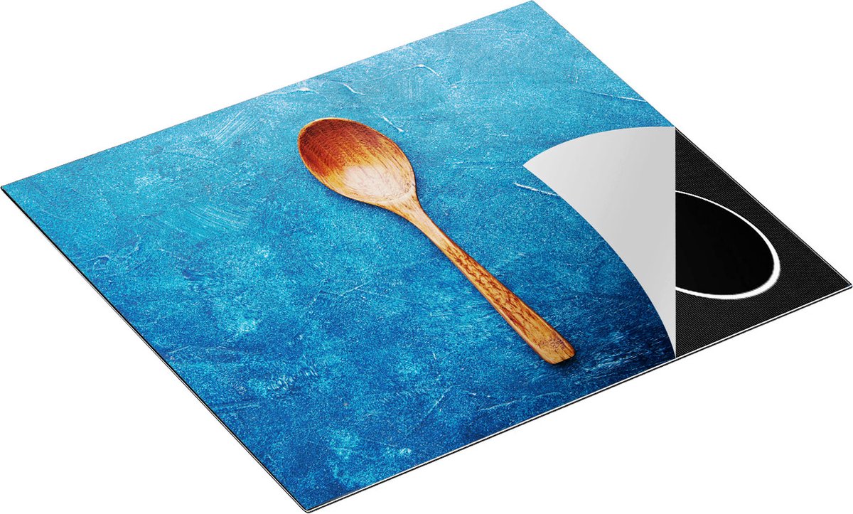 Chefcare Inductie Beschermer Lepel op Blauwe Marmer - 58,3x51,3 cm - Afdekplaat Inductie - Kookplaat Beschermer - Inductie Mat