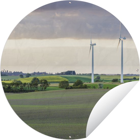 Tuincirkel Windturbines - 90x90 cm - Ronde Tuinposter - Buiten