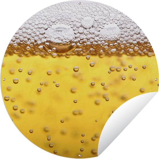 Tuincirkel Bierbubbels in glas met bier - 60x60 cm - Ronde Tuinposter - Buiten