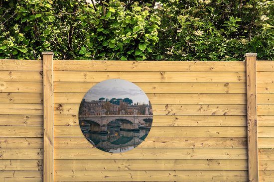 Garden Circle Pont des Anges à Rome - 90x90 cm - Affiche de Jardin Ronde - Extérieur