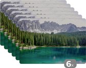 Placemats - Bomen - Meer - Water - Berg - Natuur - Onderlegger - 45x30 cm - Onderleggers placemats - 6 stuks
