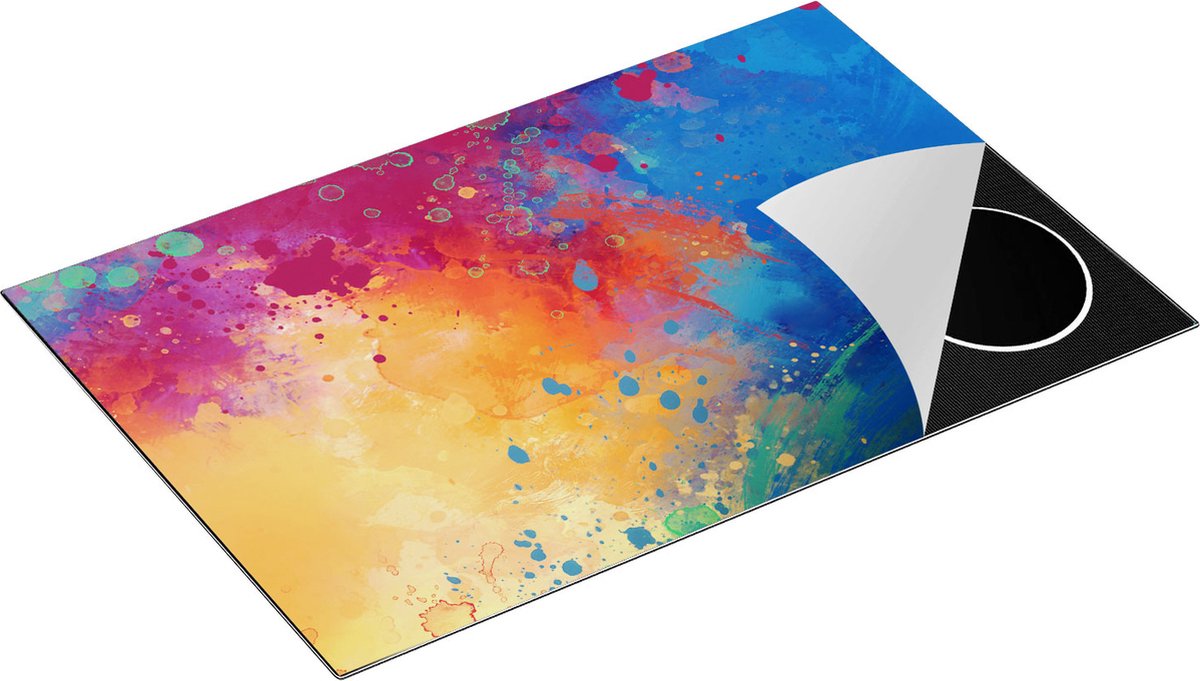 Chefcare Inductie Beschermer Abstracte Kunst - Waterkleuren Structuur - 78x52 cm - Afdekplaat Inductie - Kookplaat Beschermer - Inductie Mat