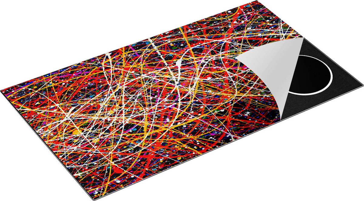 Chefcare Inductie Beschermer Abstracte Kunst - Hand Getekend - 90x55 cm - Afdekplaat Inductie - Kookplaat Beschermer - Inductie Mat