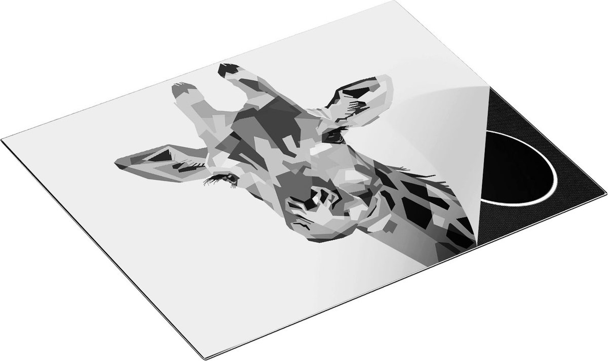Chefcare Inductie Beschermer Kleurrijke Giraffe - Abstract - Zwart Wit - 65x55 cm - Afdekplaat Inductie - Kookplaat Beschermer - Inductie Mat