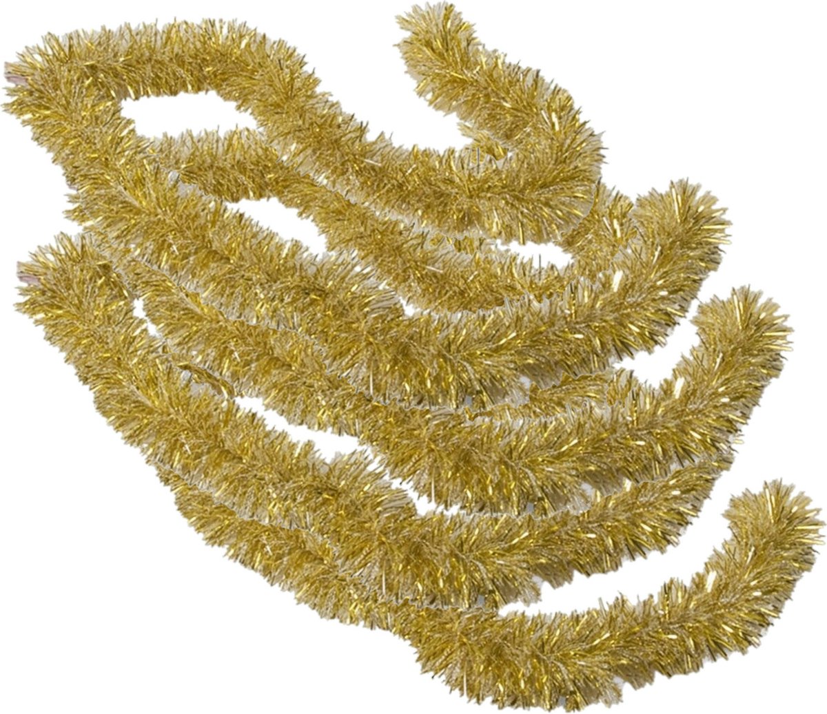 Gerimport Kerstboomslingers - 4x - goud / sneeuw - folie - 180 x 7 cm - kerstboom versiering/guirlandes
