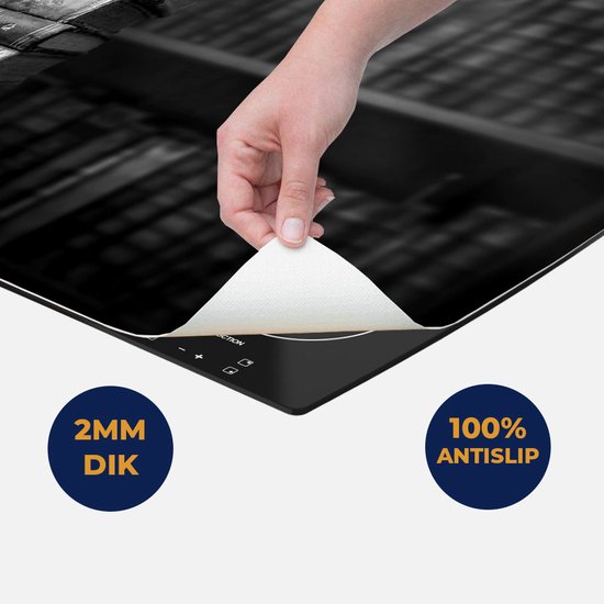 Chefcare Inductie Beschermer Oude Historische Boeken - Retro - Zwart Wit - 71x52 cm - Afdekplaat Inductie - Kookplaat Beschermer - Inductie Mat