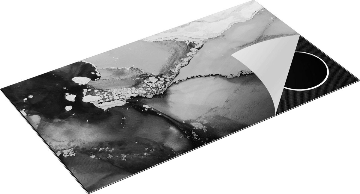Chefcare Inductie Beschermer Abstracte Kunst - Zwart Wit - 95x50 cm - Afdekplaat Inductie - Kookplaat Beschermer - Inductie Mat