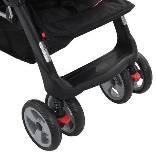 vidaXL - Kinderwagen - dubbel - staal - roze - en - zwart van Vidaxl — afbeelding 5