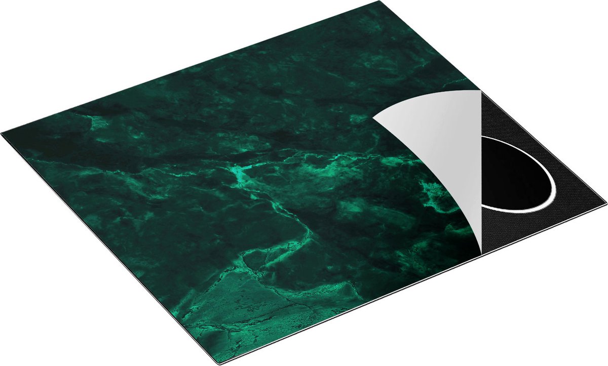 Chefcare Inductie Beschermer Abstracte Kunst - Donker Groene Marmer - 60x55 cm - Afdekplaat Inductie - Kookplaat Beschermer - Inductie Mat