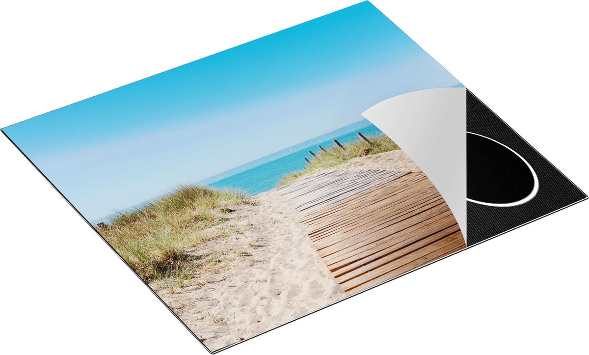 Chefcare Inductie Beschermer Voetpad in De Duinen met Zee op de Achtergrond - 60x50 cm - Afdekplaat Inductie - Kookplaat Beschermer - Inductie Mat
