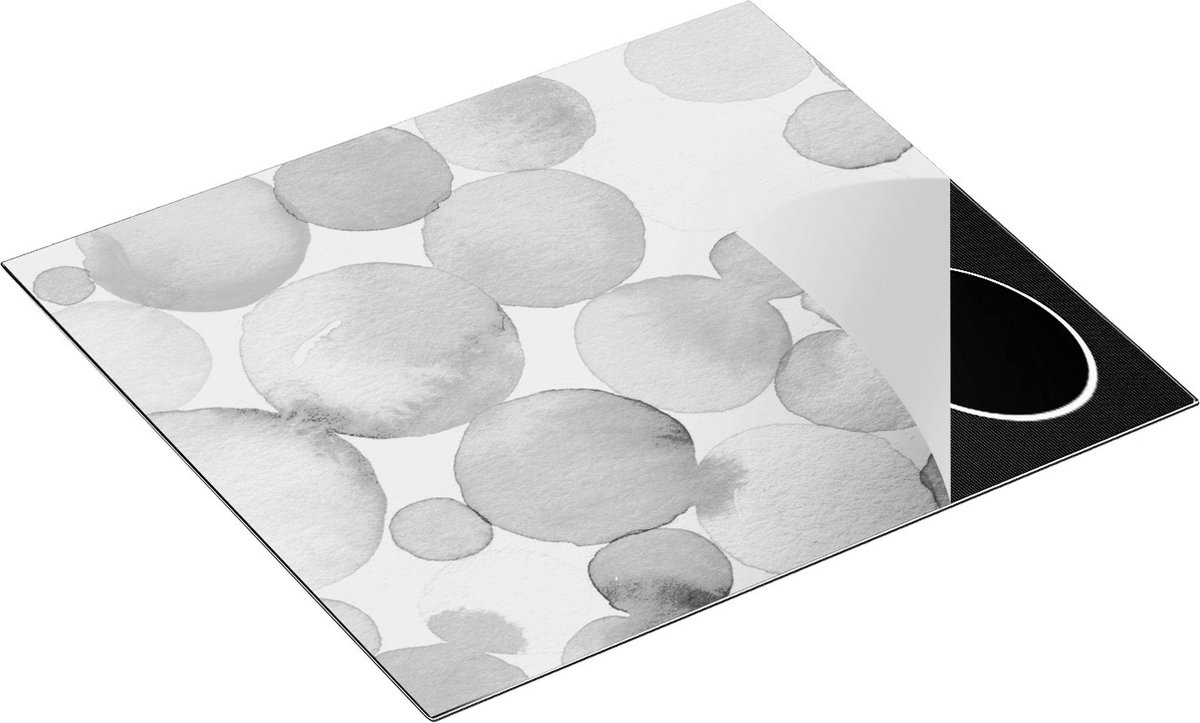 Chefcare Inductie Beschermer Abstracte Kunst - Zeepbellen - Zwart Wit - 57,6x51,6 cm - Afdekplaat Inductie - Kookplaat Beschermer - Inductie Mat