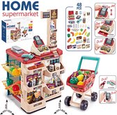 Kinder speelgoed - Supermarkt - Speelgoedwinkeltje - 48 delig - Speelgoed Met Karretje en Kassa - 44 x 19 x 60 cm