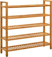 vidaXL Étagère à chaussures 5 étagères en eikenhout massif - Rangement de chaussures - Meubles en chêne - Style campagnard - Armoire Vintage