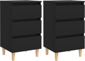 vidaXL-Nachtkastjes-2-st-met-massief-houten-poten-40x35x69-cm-zwart