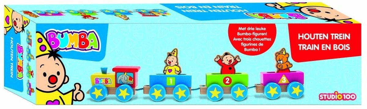 Bumba Speelgoedvoertuig - houten trein - incl. 3 leuke Bumba figuren | bol