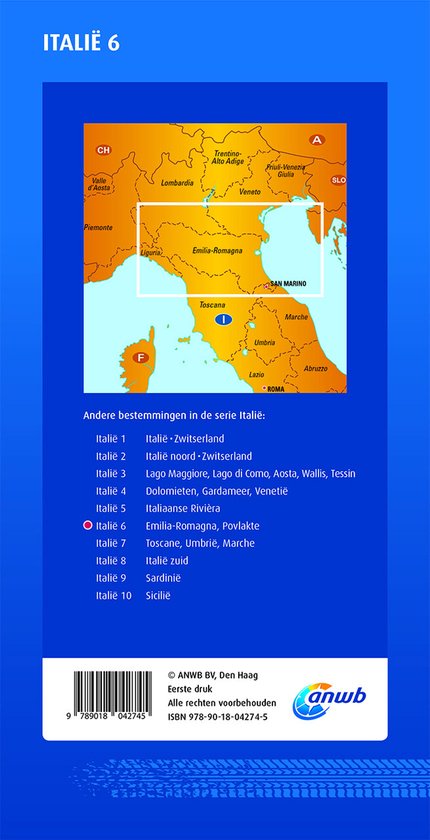 ANWB wegenkaart - Italië 6. Emilia-Romagna,Povlakte bol.com