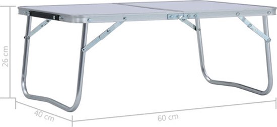 vidaXL - Campingtafel - inklapbaar - 60x40 - cm - aluminium - wit van Vidaxl — afbeelding 5