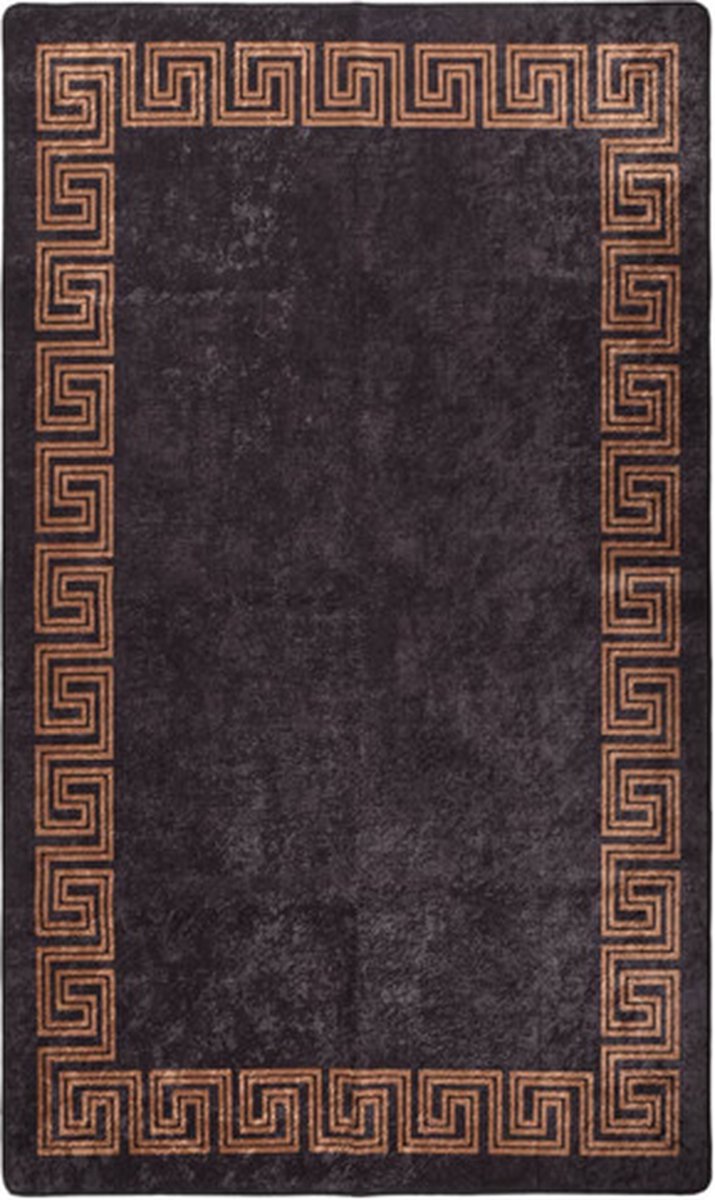 vidaXL - Vloerkleed - wasbaar - 120x180 - cm - zwart - en - goudkleurig