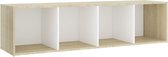 vidaXL - Tv-meubel - 142,5x35x36,5 - cm - bewerkt - hout - wit - sonoma - eikenkleurig