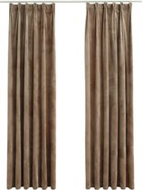 VDXL Gordijnen verduisterend 2 st met haken 140x245 cm fluweel beige