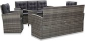 vidaXL - 5-delige - Tuinset - met - kussens - poly - rattan - grijs