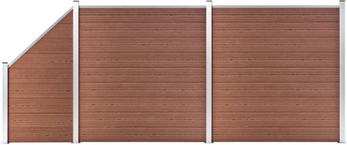 vidaXL - Schuttingset - 2 - vierkant - en - 1 - schuin - 446x186 - cm - HKC - bruin