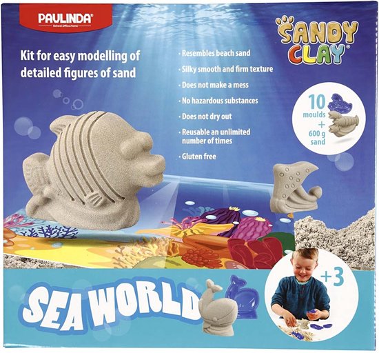 Sandy Clay Speelzand Seaworld 600 Gram Met 10 Vormpjes
