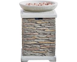 Teamson Home Propaan Gas Vuurschaal - Hoog Steeneffect Kolom Vuurkorf Buiten - Geen Rook - Terrashaard - Met Lavastenen & Omslag - 50 x 50 x 72 (cm) - 40,000 BTU