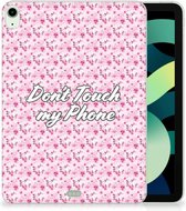 TPU Backcover iPad Air (2020/2022) 10.9 inch Hoesje met Tekst Flowers Pink Don't Touch My Phone met transparant zijkanten