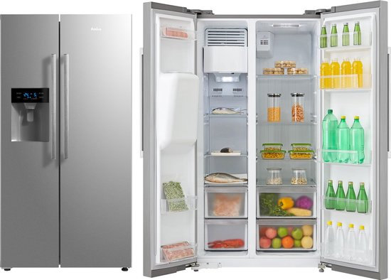 Réfrigérateur côte à côte avec distributeur externe d'eau et de
