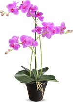 HTT Decorations - Orchidée artificielle / Phalaenopsis 3 branches rose H63cm