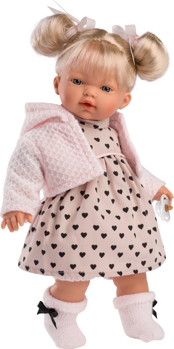 Llorens popje Roberta met blond haar geluid en speen 33 cm
