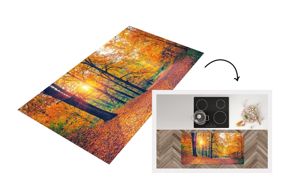KitchenYeah Keukenloper - Loper keuken - Bomen - Herfst - Bos - Herfstbladeren - 120x60 cm - Keukenloper vinyl Multicolor