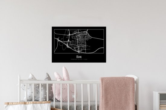 Stickers muraux - Ede - Plan de la ville - Carte - Plan d'étage - 60x40 cm - Feuille adhésive
