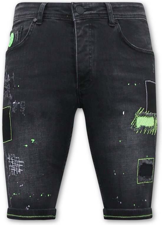 Local Fanatic Exclusive Short Jeans Stretch Hommes - 1045 - Zwart - Tailles: 36