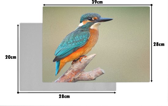 Planche à découper en Verres - 39x28 - Vogel - Martin-pêcheur - Branche - Planches à découper en Glas