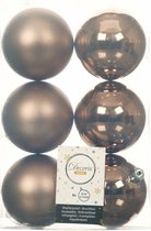 Decoris Kerstballen - 6 stuks - kunststof - walnoot bruin - 8 cm