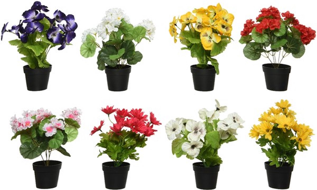 Kaemingk Serie - Kunstplant Met Pot - 11x20 cm - Decoratieve Bloeiende Plant - Polyester Bloempot