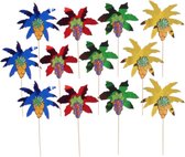 100x morceaux de bâtonnets de cocktail colorés en feuille de palmier pour barbecue / sundae / dessert - Articles de fête thème Hawaï