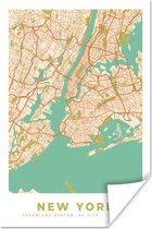 Affiche New York - Plan de la ville - Vintage - Carte - Carte - 60x90 cm
