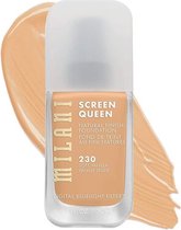 Milani - Screen Queen - Foundation - 230 Soft Vanilla - Nude - Natural Finish - Digital Bluelight Filter - Fotofilter - Langhoudend & Licht - 30 ml