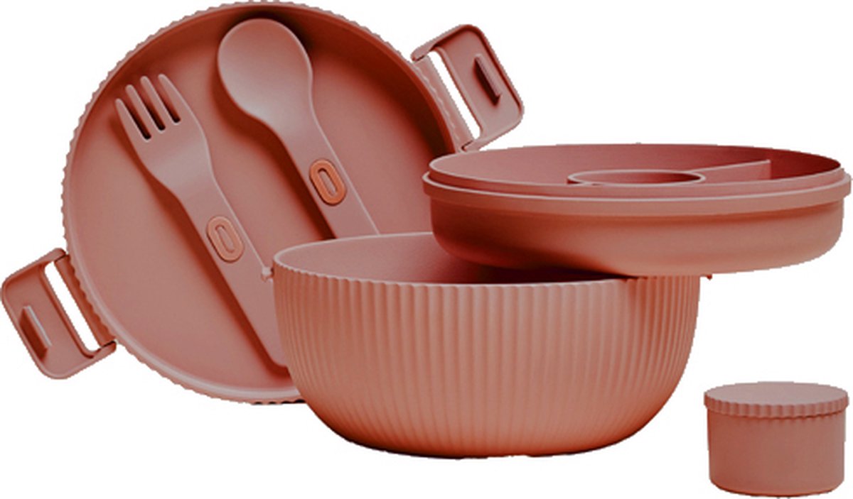 Lunchbowl Terracotta - PLA - 650 ml / 2x200 ml / 35 ml
