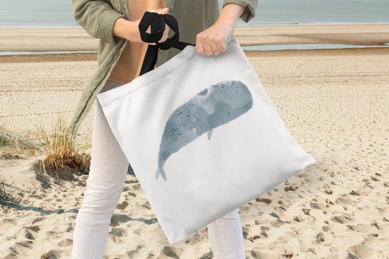 Sac bandoulière - Sac de plage - Shopper Cachalot - Animaux aquatiques - Aquarelle - 45x45 cm - Sac en coton