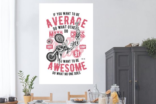 Poster Mancave - Motor - Sport - Retro - 120x180 cm XXL - Vaderdag cadeau - Geschenk - Cadeautje voor hem - Tip - Mannen
