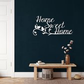 Wanddecoratie | Home Sweet Home | Metal - Wall Art | Muurdecoratie | Woonkamer | Buiten Decor |Wit| 45x22cm