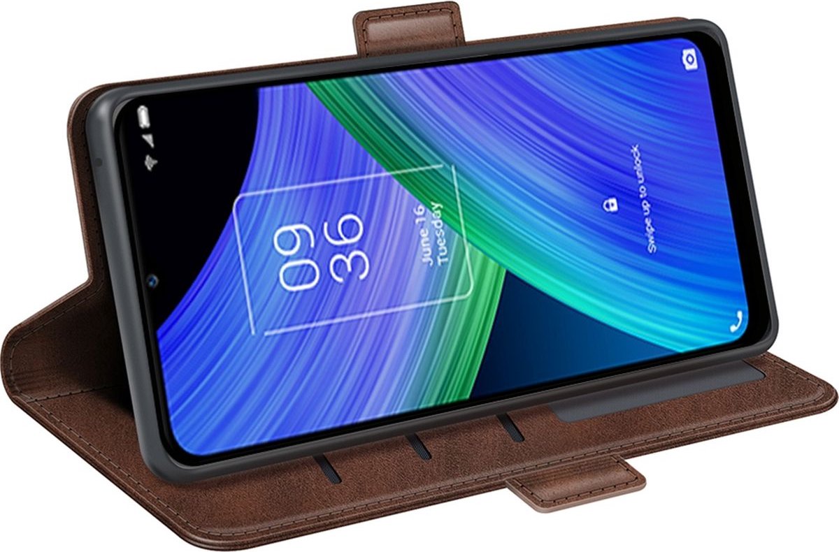 Mobigear Telefoonhoesje geschikt voor TCL 20 SE Hoesje | Mobigear Slim Magnet Bookcase Portemonnee | Pasjeshouder voor 3 Pasjes | Telefoonhoesje voor Pinpas / OV Kaart / Rijbewijs - Bruin — cadeau in Cadeau-ideeën - foto 4