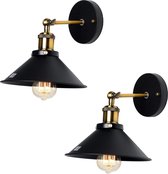 Industriële Wandlamp Set van 2 - Zwart - Goud - lamp - Ijzer - Vintage - Retro - e27